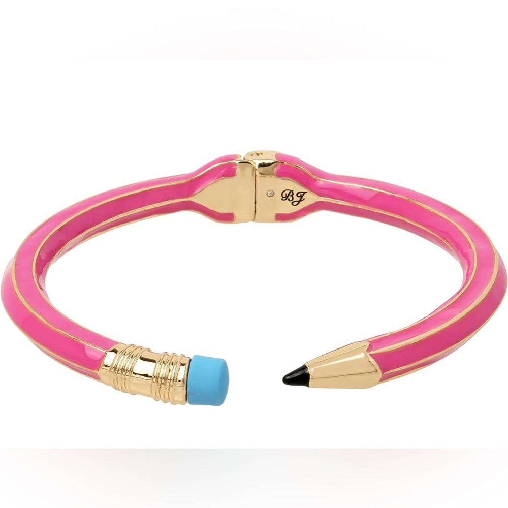 Betsey Johnson Pink Pencil Hinged Bangle Bracelet NWT - Picture 3 of 4